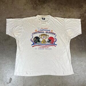 Vintage 90s Inglewood Football Classic white single stitch tee Size men's XXL